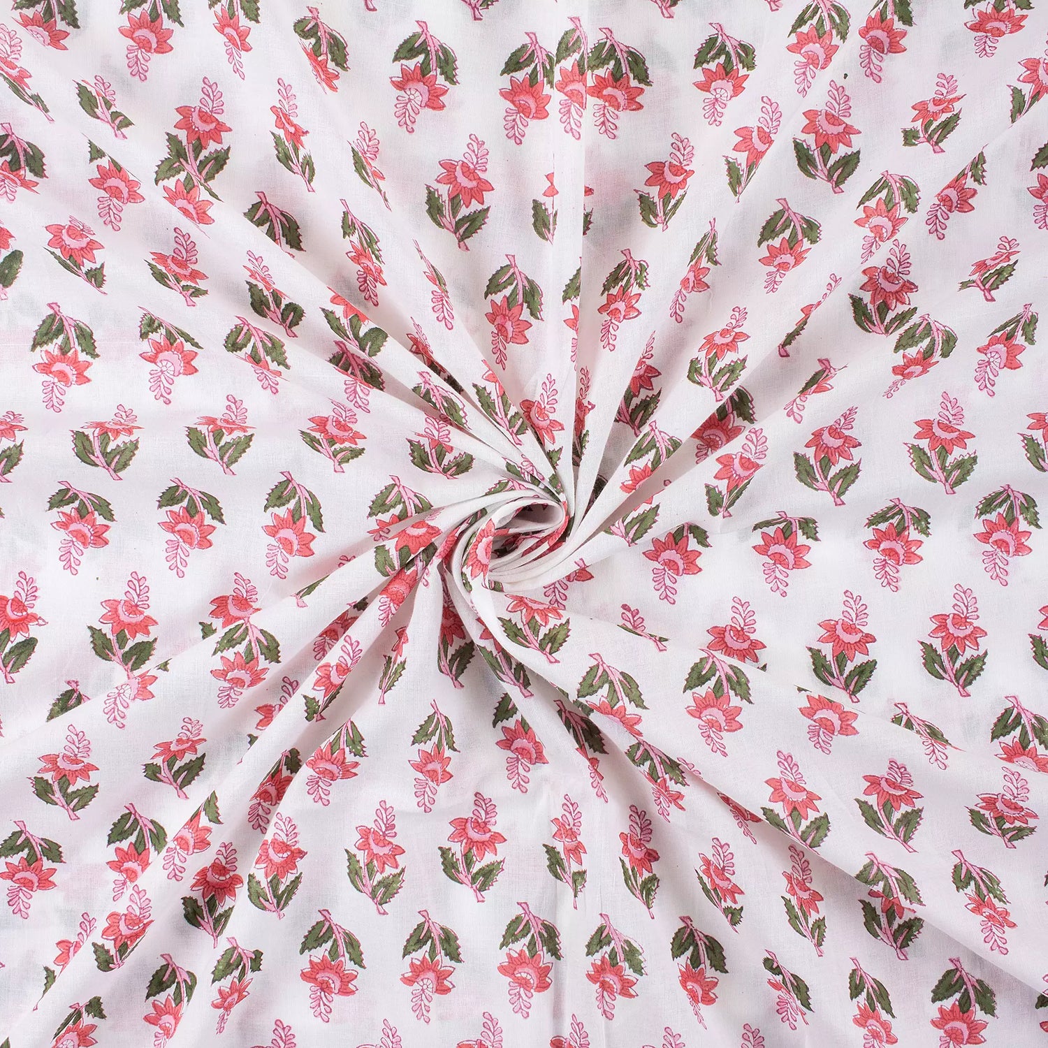 Pink Floral Handmade Cotton Fabric