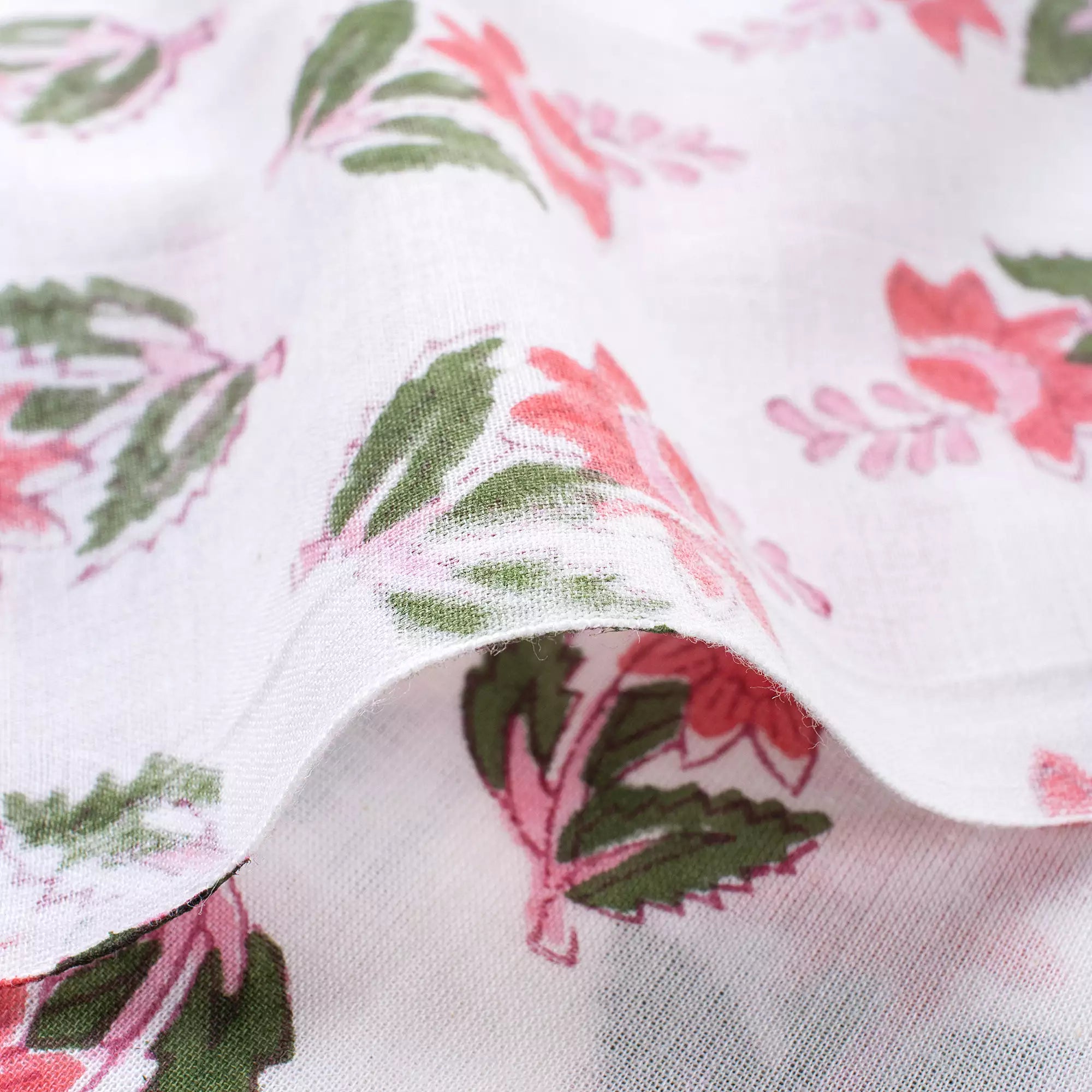 Pink Floral Handmade Cotton Fabric