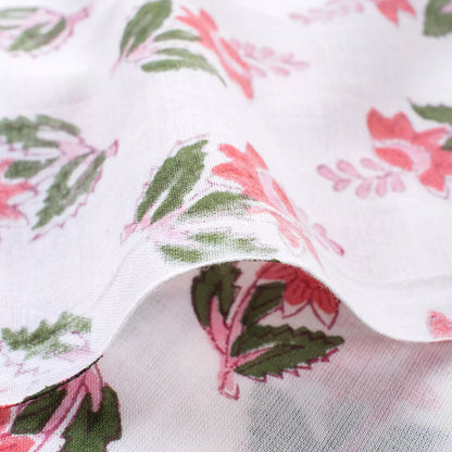 Pink Floral Handmade Cotton Fabric