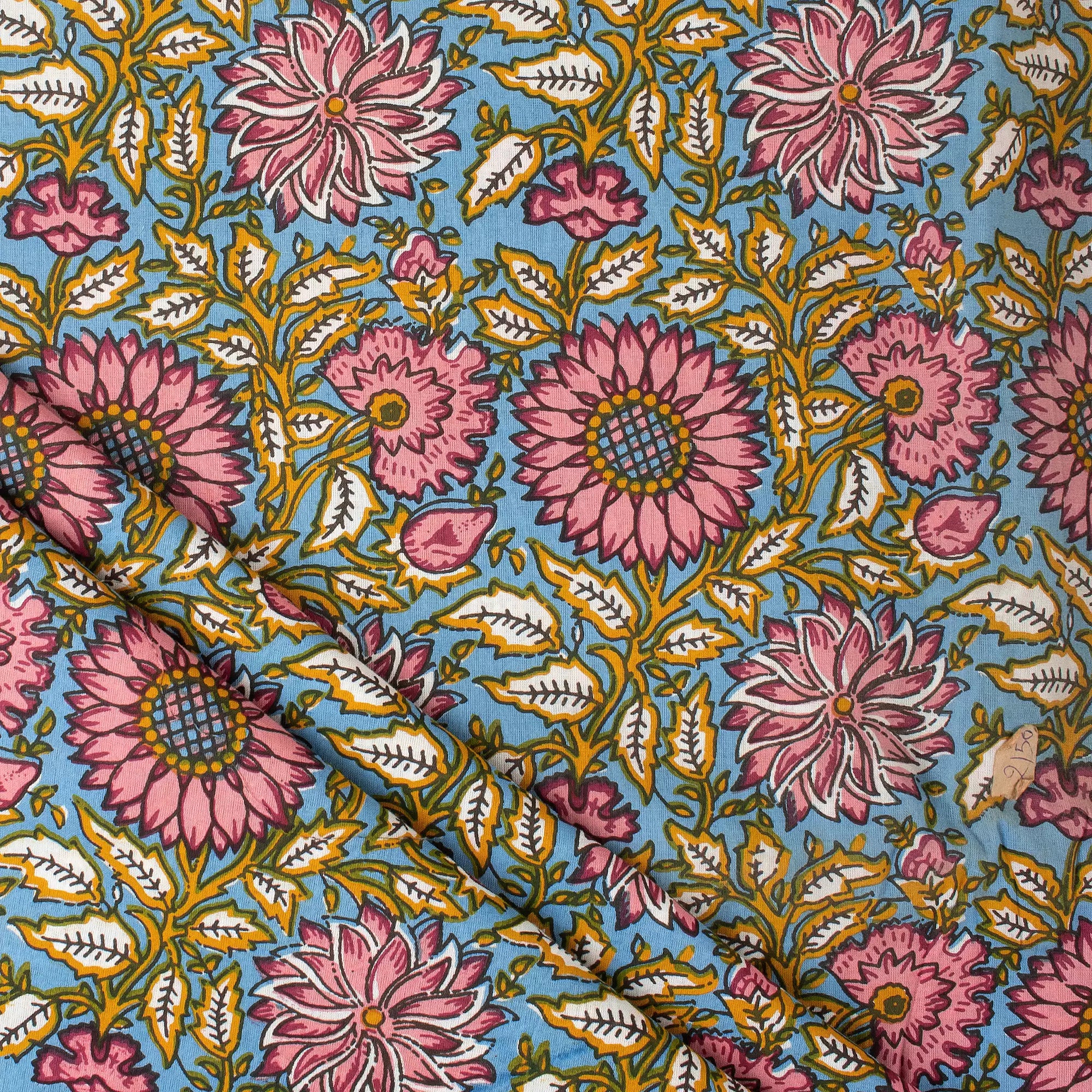 Online Sunflower Pure Cotton Hand Block Print Fabric