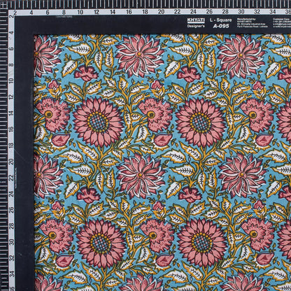 Online Sunflower Pure Cotton Hand Block Print Fabric