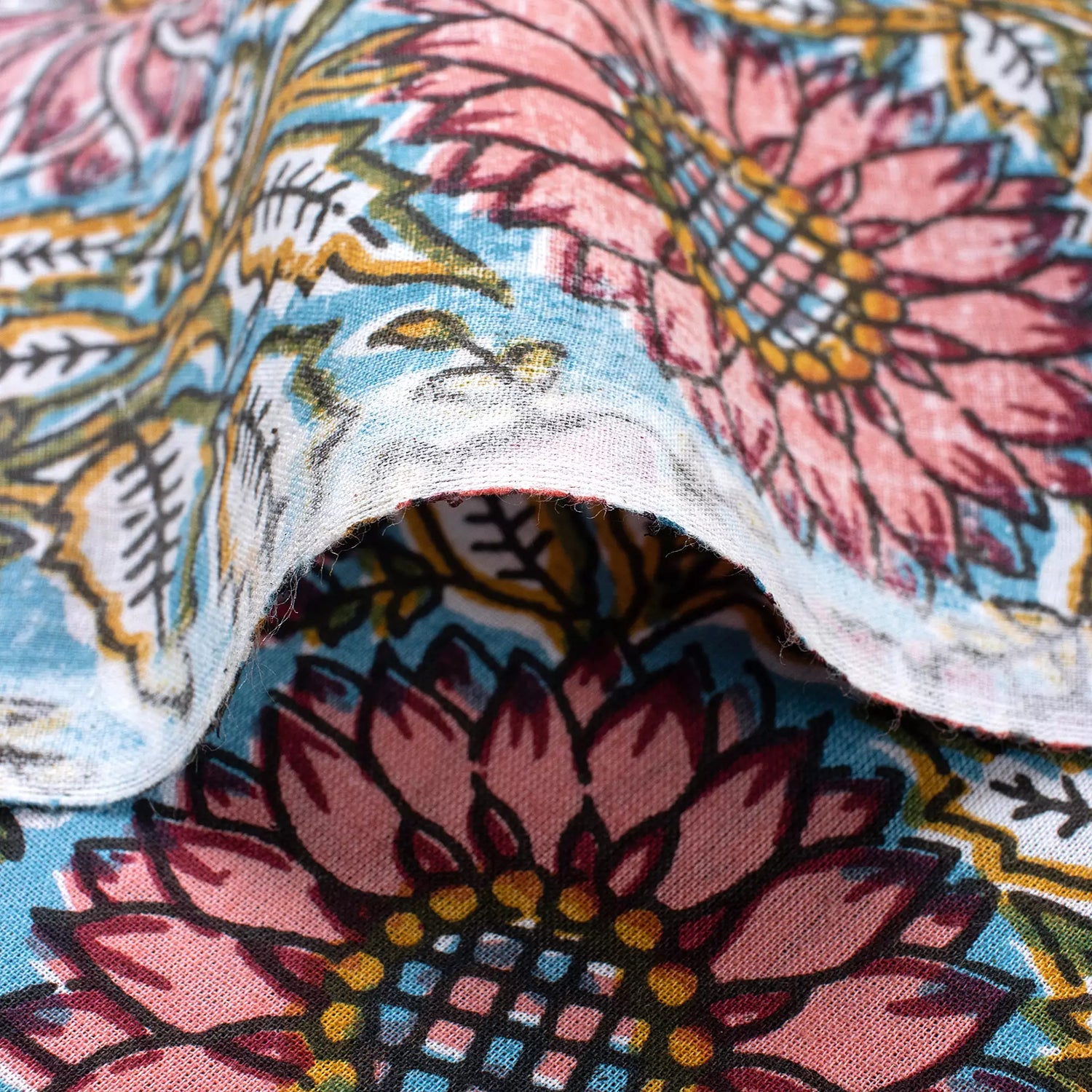 Online Sunflower Pure Cotton Hand Block Print Fabric