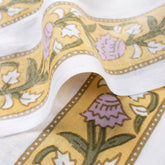 Yellow Stripe Hand Block Printed Indian Fabric