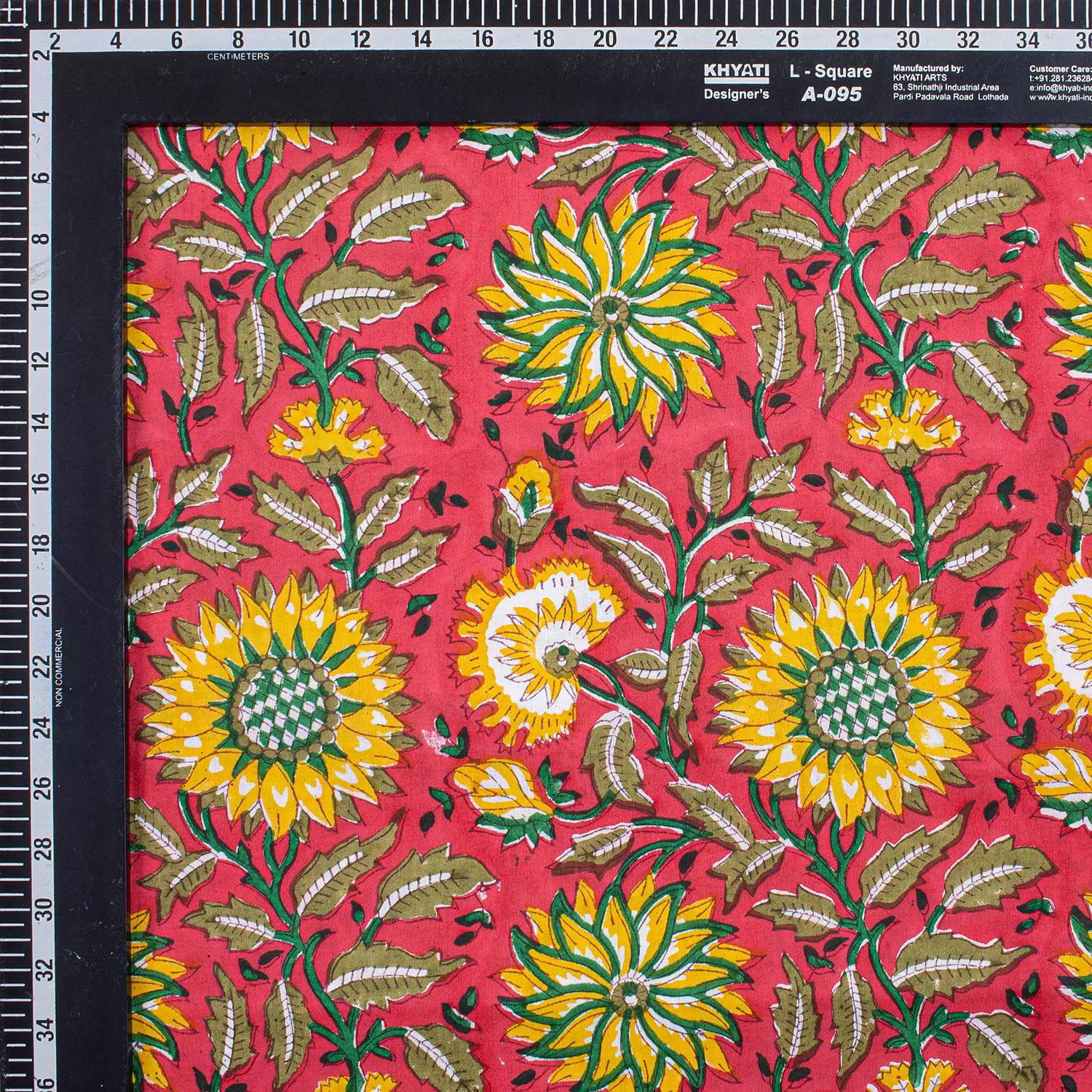 Sunflower Hand Block Printed Fabric for Dress in India