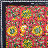 Sunflower Hand Block Printed Fabric for Dress in India