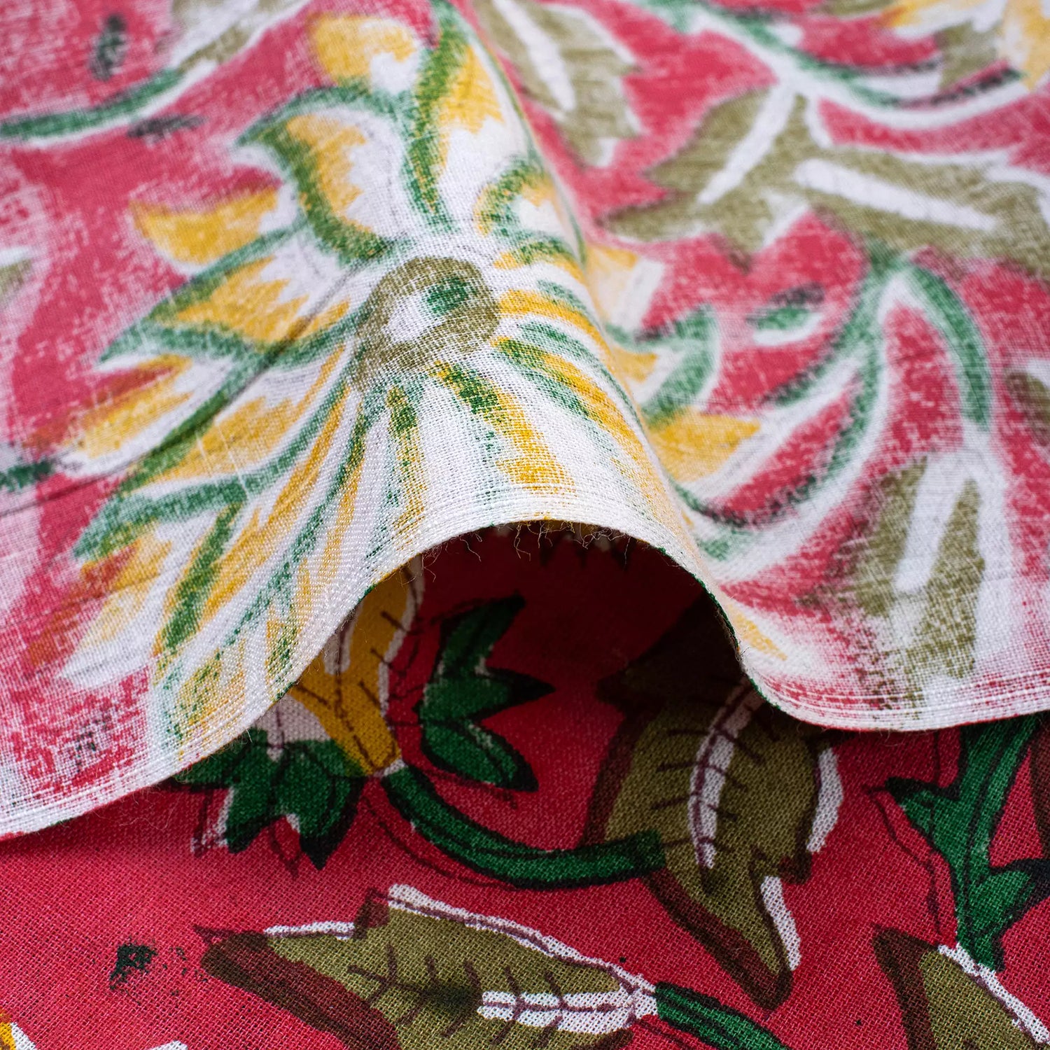 Sunflower Hand Block Printed Fabric for Dress in India