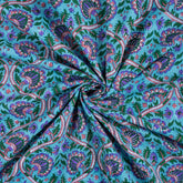 Premium Blue Floral Hand Block Print Fabric
