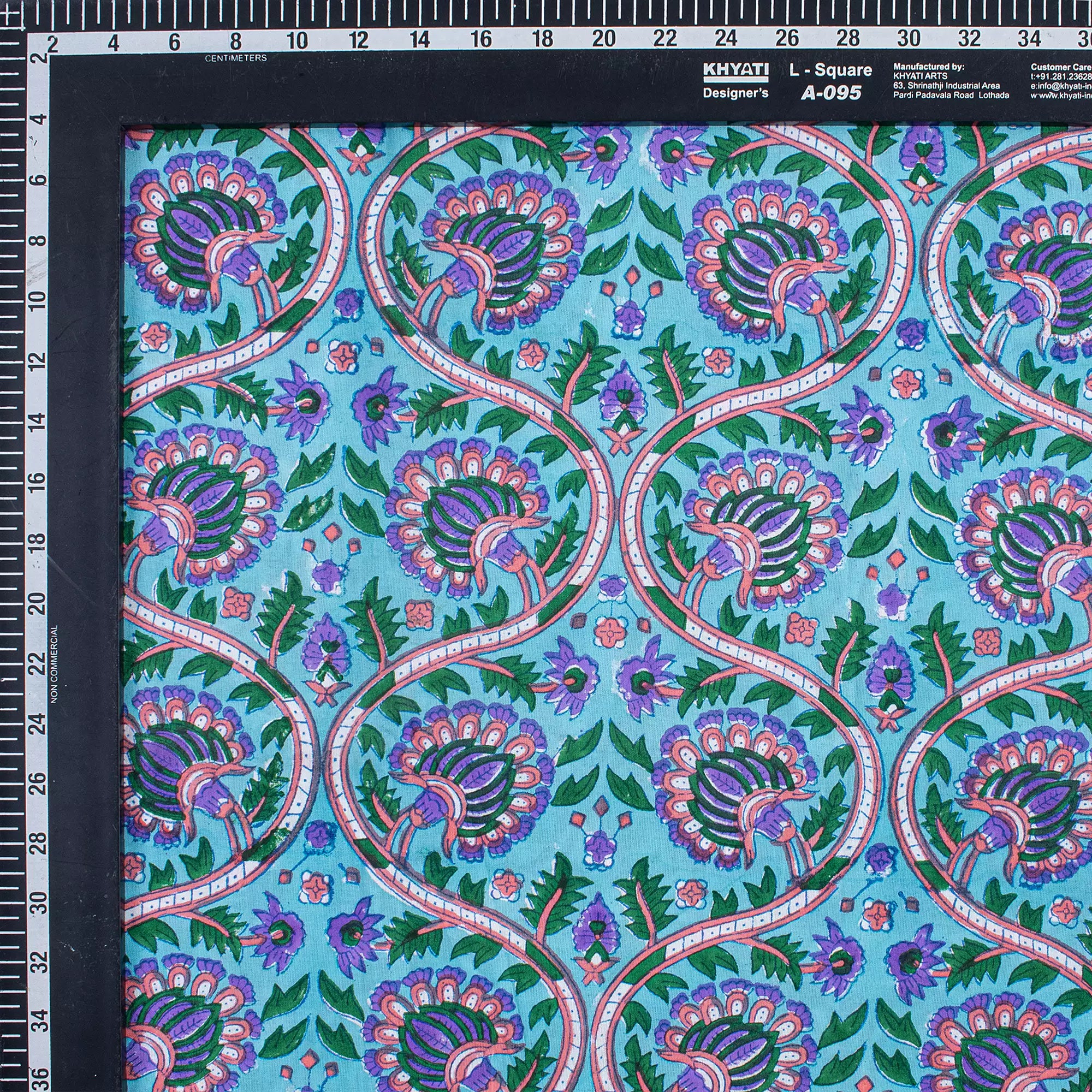 Premium Blue Floral Hand Block Print Fabric