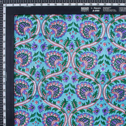 Premium Blue Floral Hand Block Print Fabric