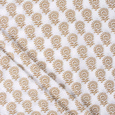 Brown Floral Pure Cotton Hand Block Print Fabric