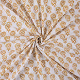 Brown Floral Pure Cotton Hand Block Print Fabric