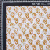 Brown Floral Pure Cotton Hand Block Print Fabric