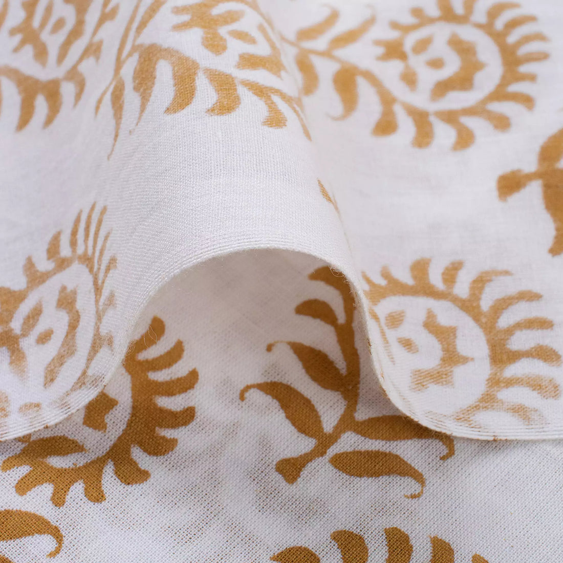 Brown Floral Pure Cotton Hand Block Print Fabric