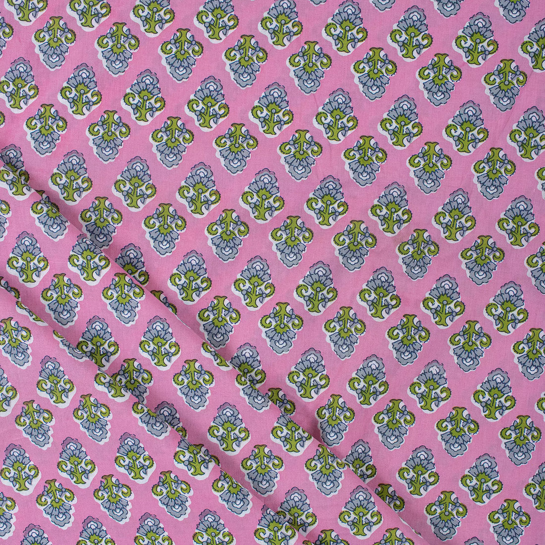 Hand Block Printed Organic Cotton Floral Fabric by Yard