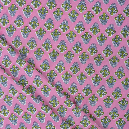 Hand Block Printed Organic Cotton Floral Fabric by Yard