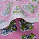 Hand Block Printed Organic Cotton Floral Fabric by Yard