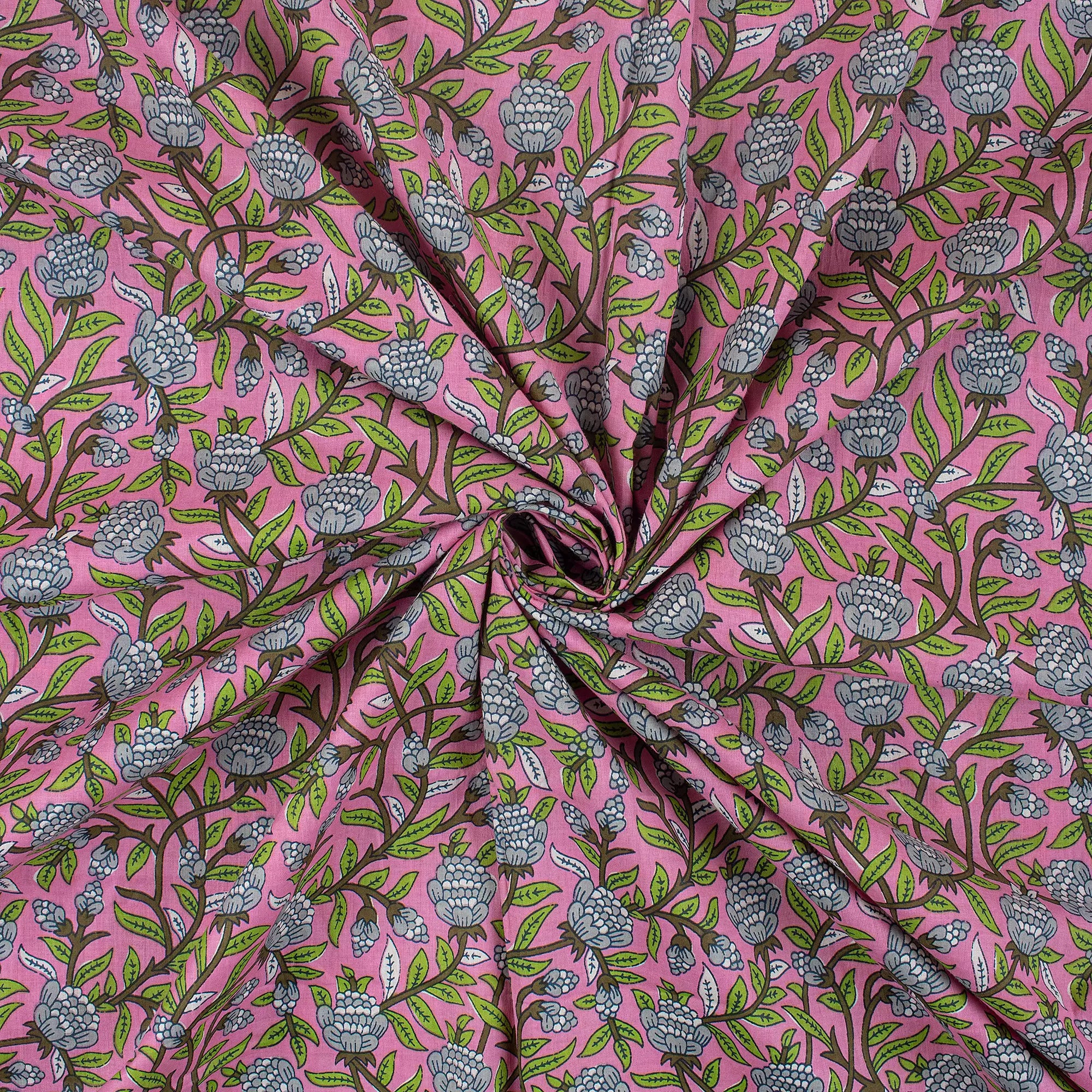 Multicolor Hand Block Printed Fabric for Kurta-Kurti