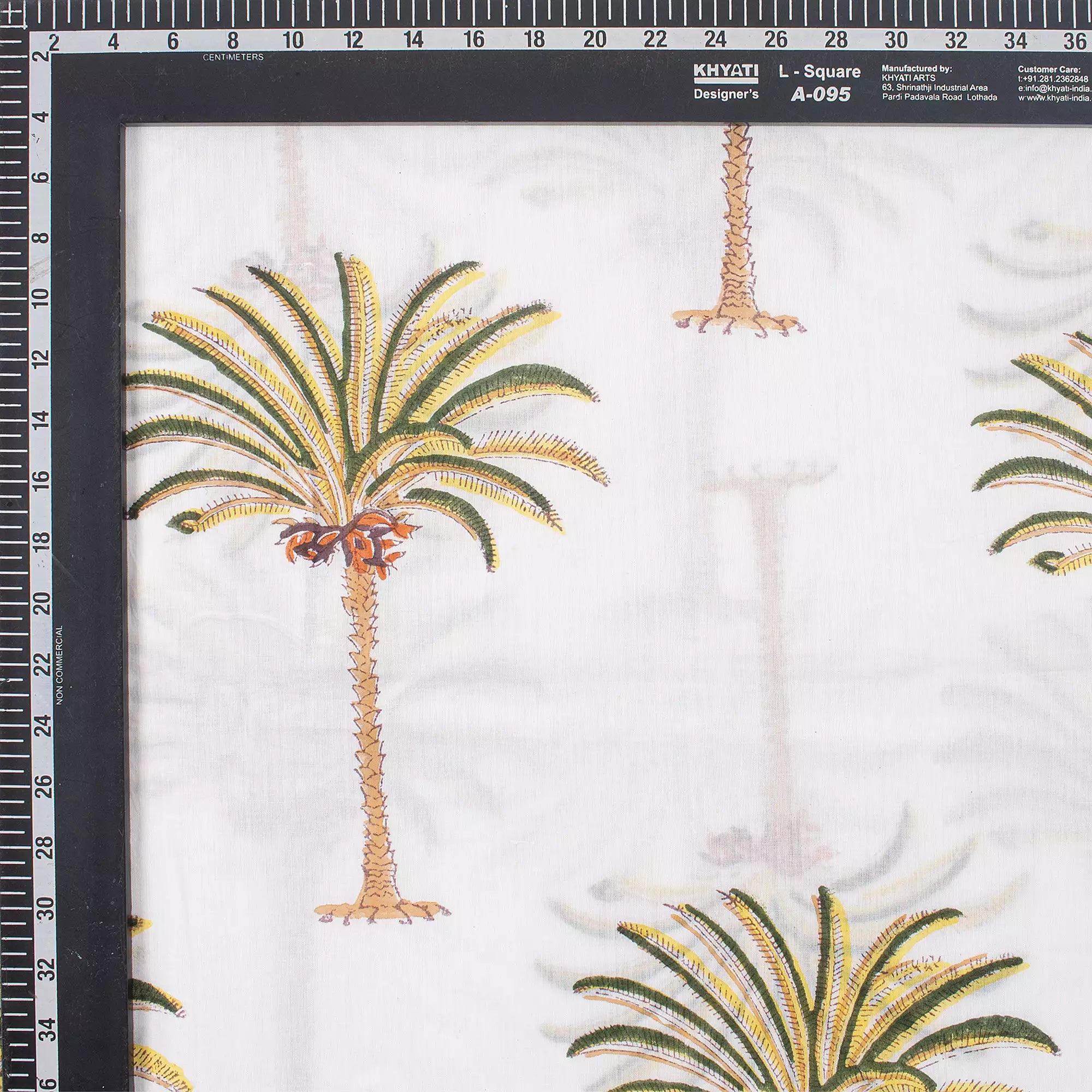 Green Palm Tree Hand Block Printed Fabric