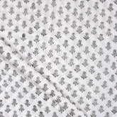 Gray Floral Hand Block Print Fabric for Daily Wear Cloth