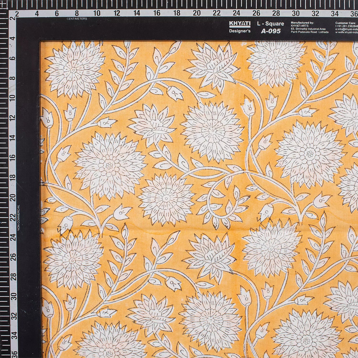 Mustard Yellow Hand Block Printed Cotton Fabric