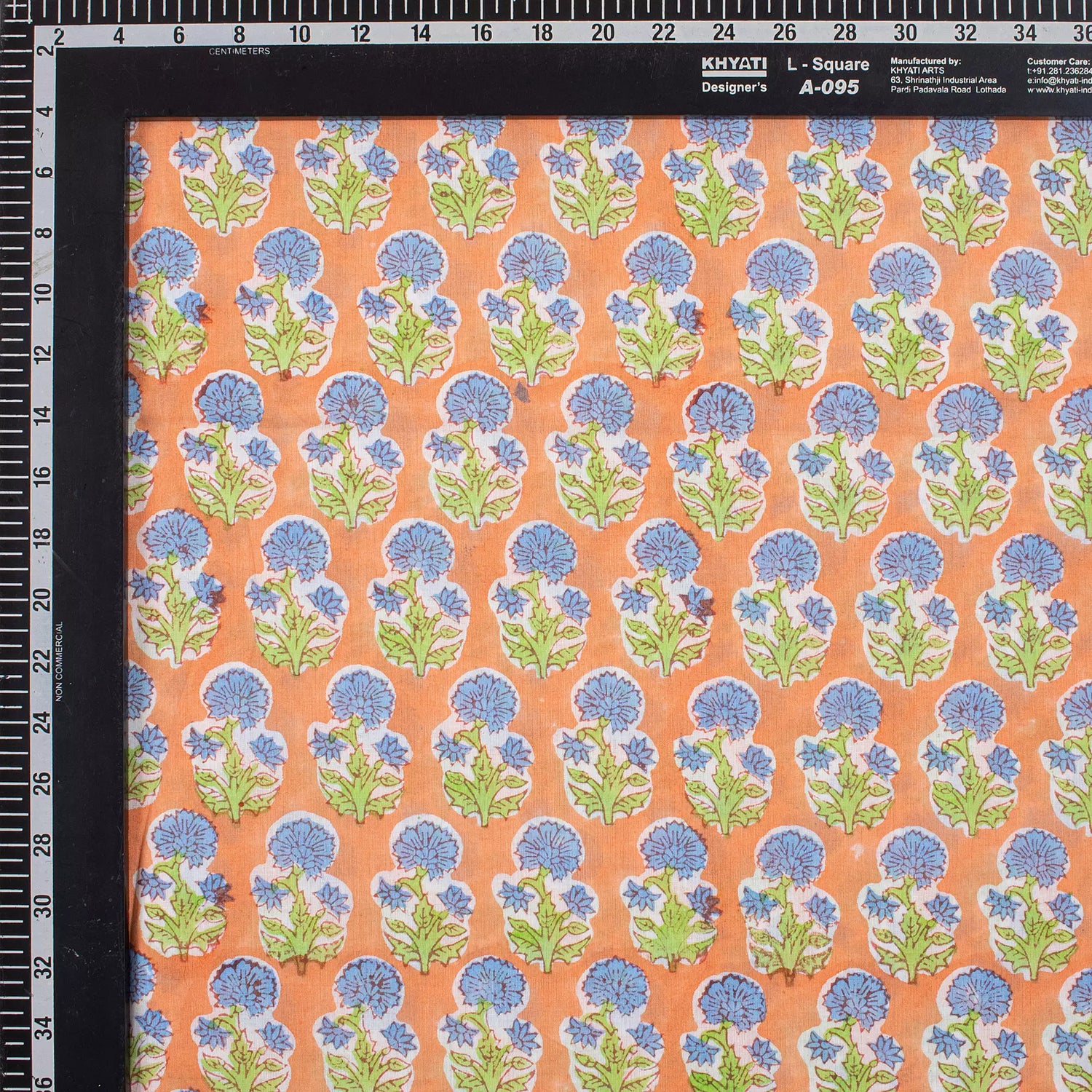 Indian Blue Floral Cotton Hand Block Print Fabric