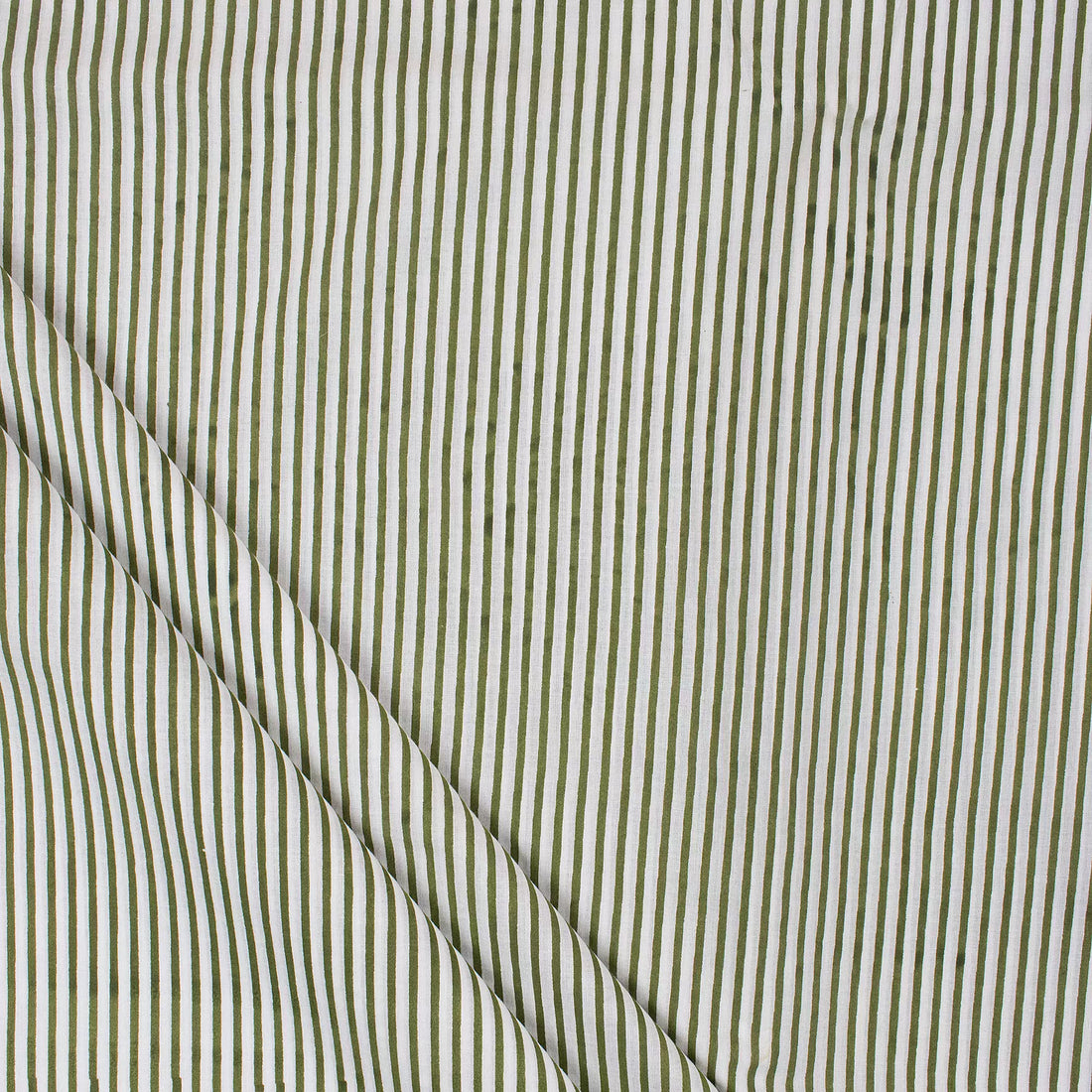 Green Stripe Hand Block Print Fabric Online