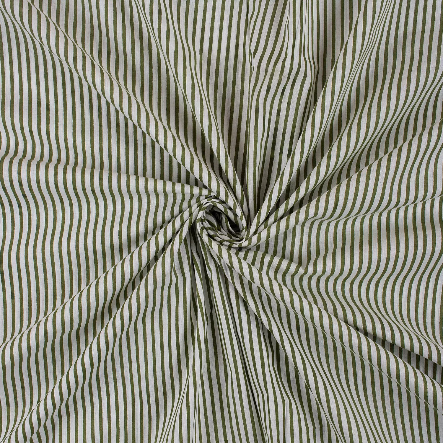 Green Stripe Hand Block Print Fabric Online
