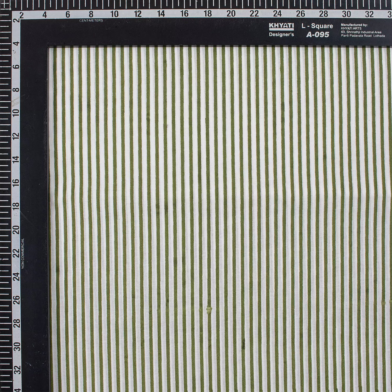 Green Stripe Hand Block Print Fabric Online