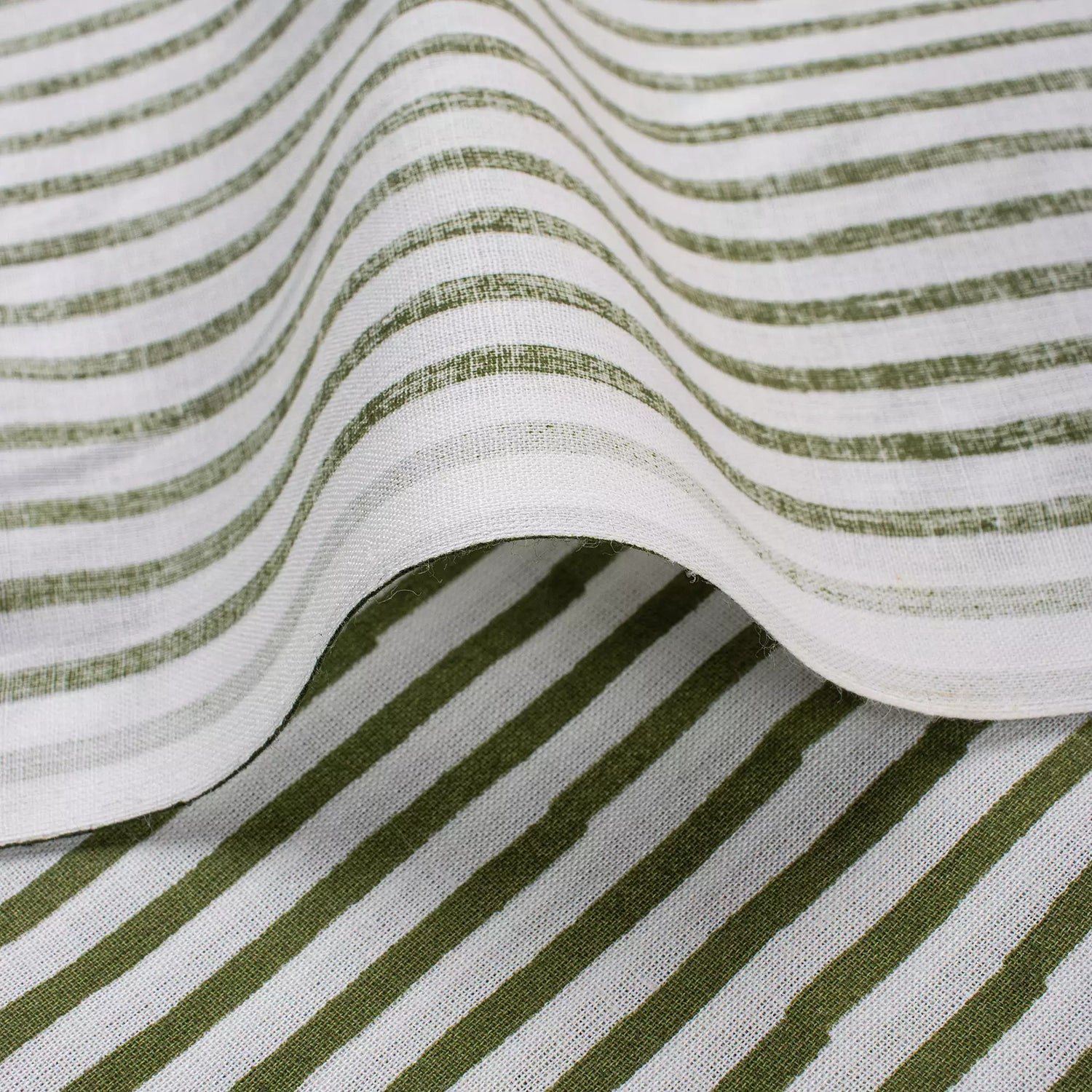 Green Stripe Hand Block Print Fabric Online