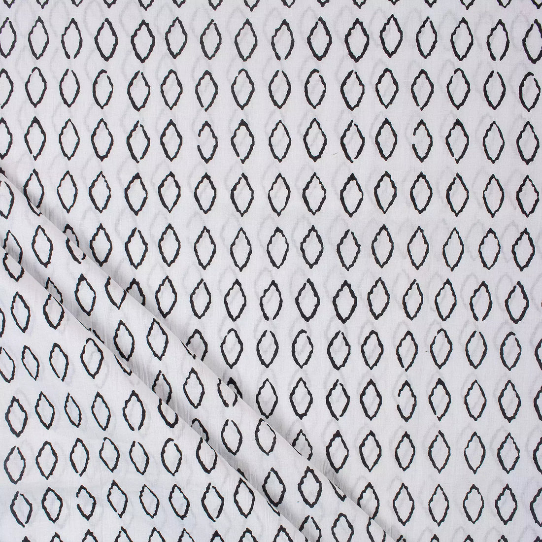 Geometric White Hand Block Print Fabric