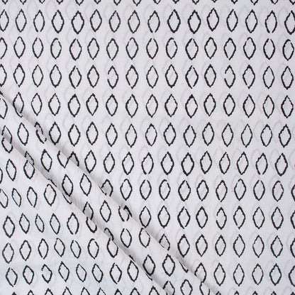 Geometric White Hand Block Print Fabric