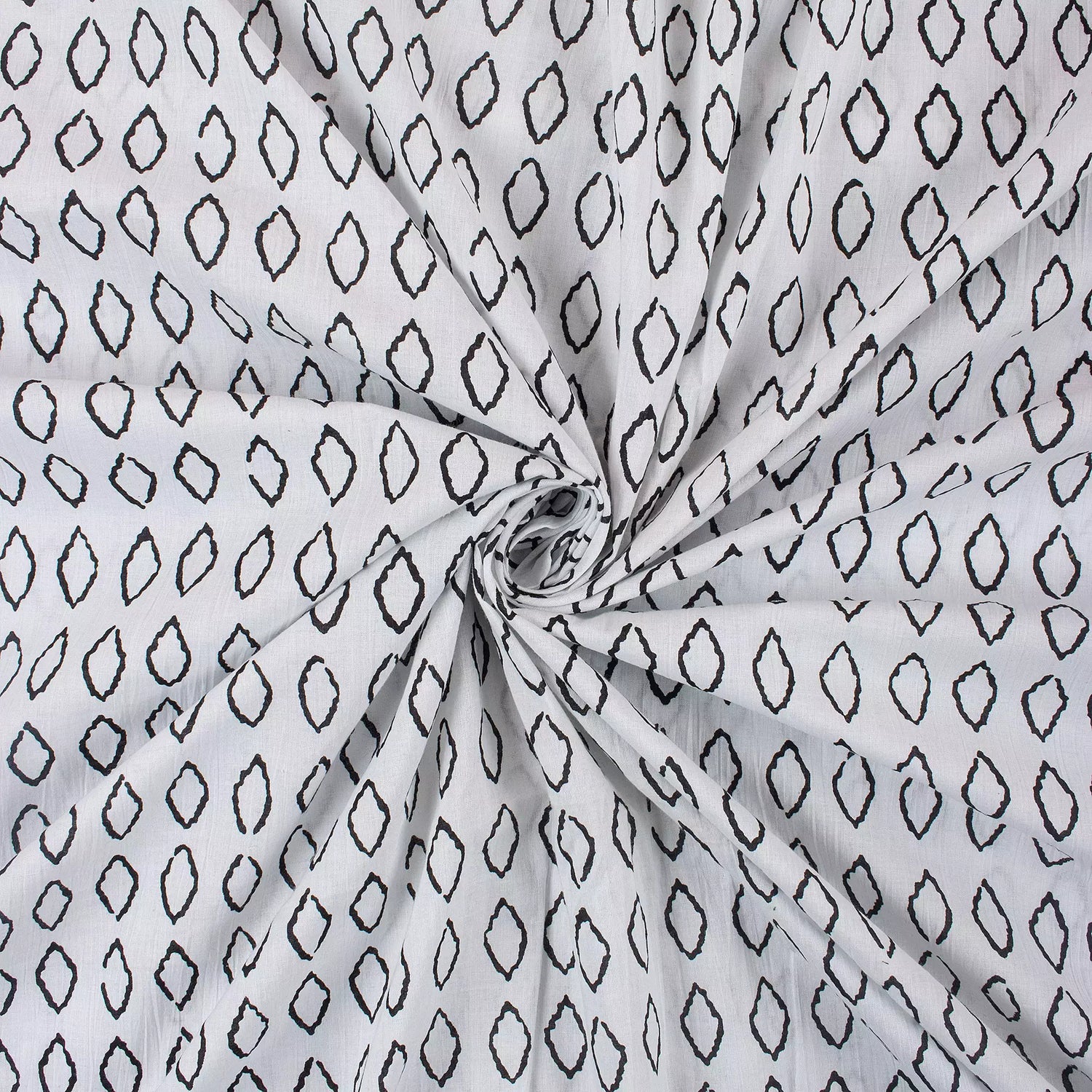 Geometric White Hand Block Print Fabric