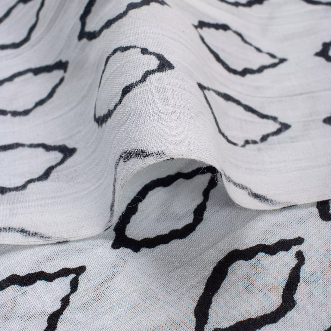 Geometric White Hand Block Print Fabric