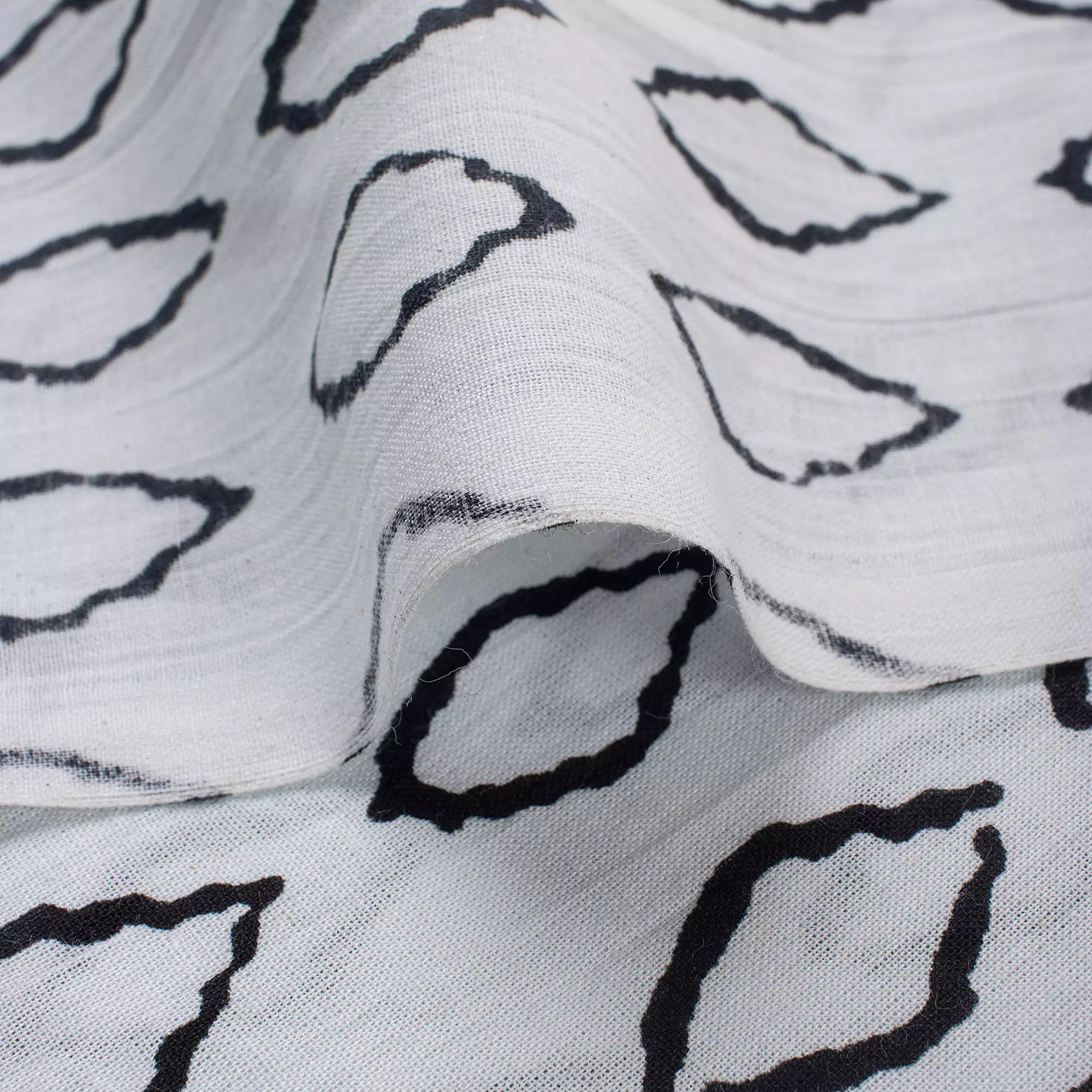 Geometric White Hand Block Print Fabric