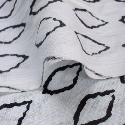 Geometric White Hand Block Print Fabric