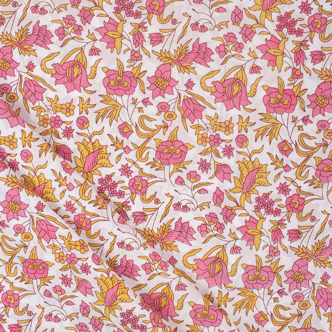 Indian Floral Hand Block Printed Fabric Online