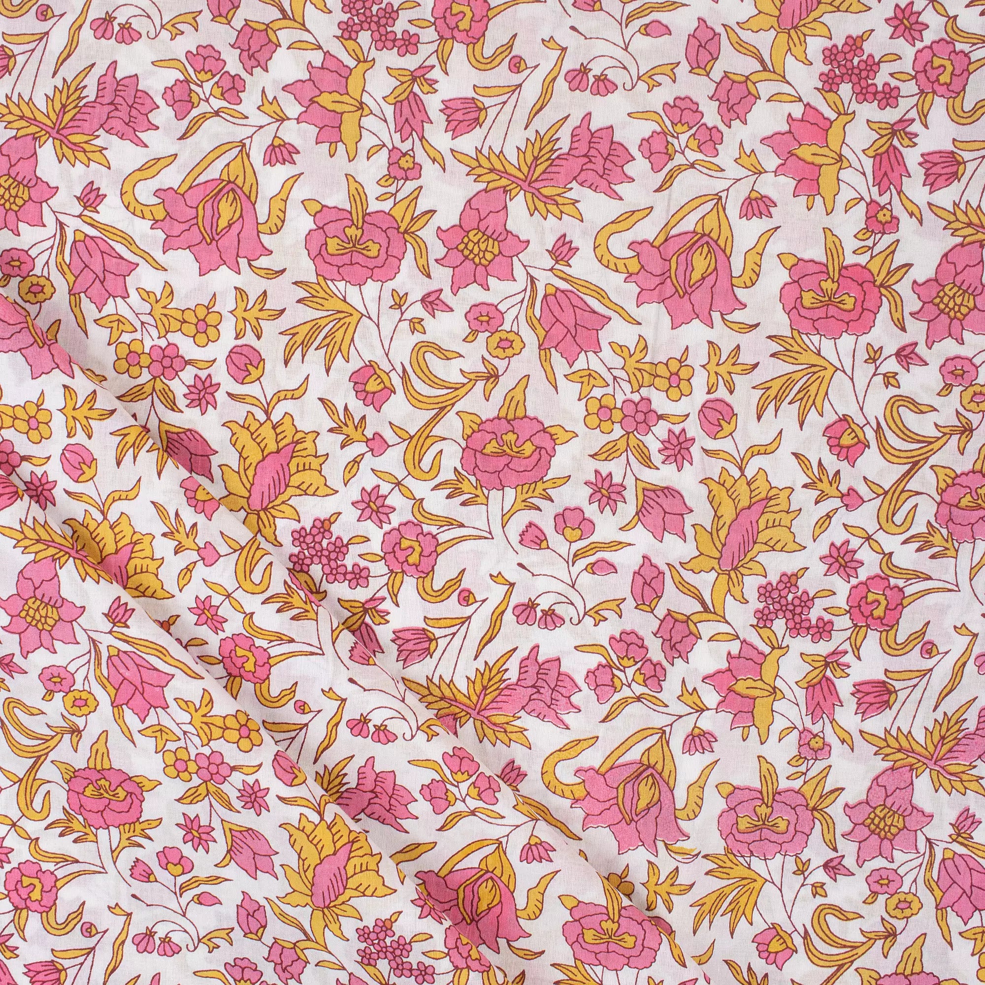 Indian Floral Hand Block Printed Fabric Online