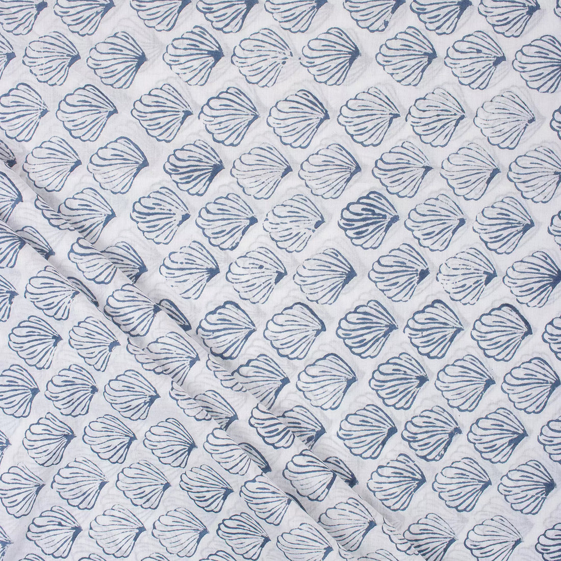 Blue Sea Cell Hand Block Printed Fabric Online