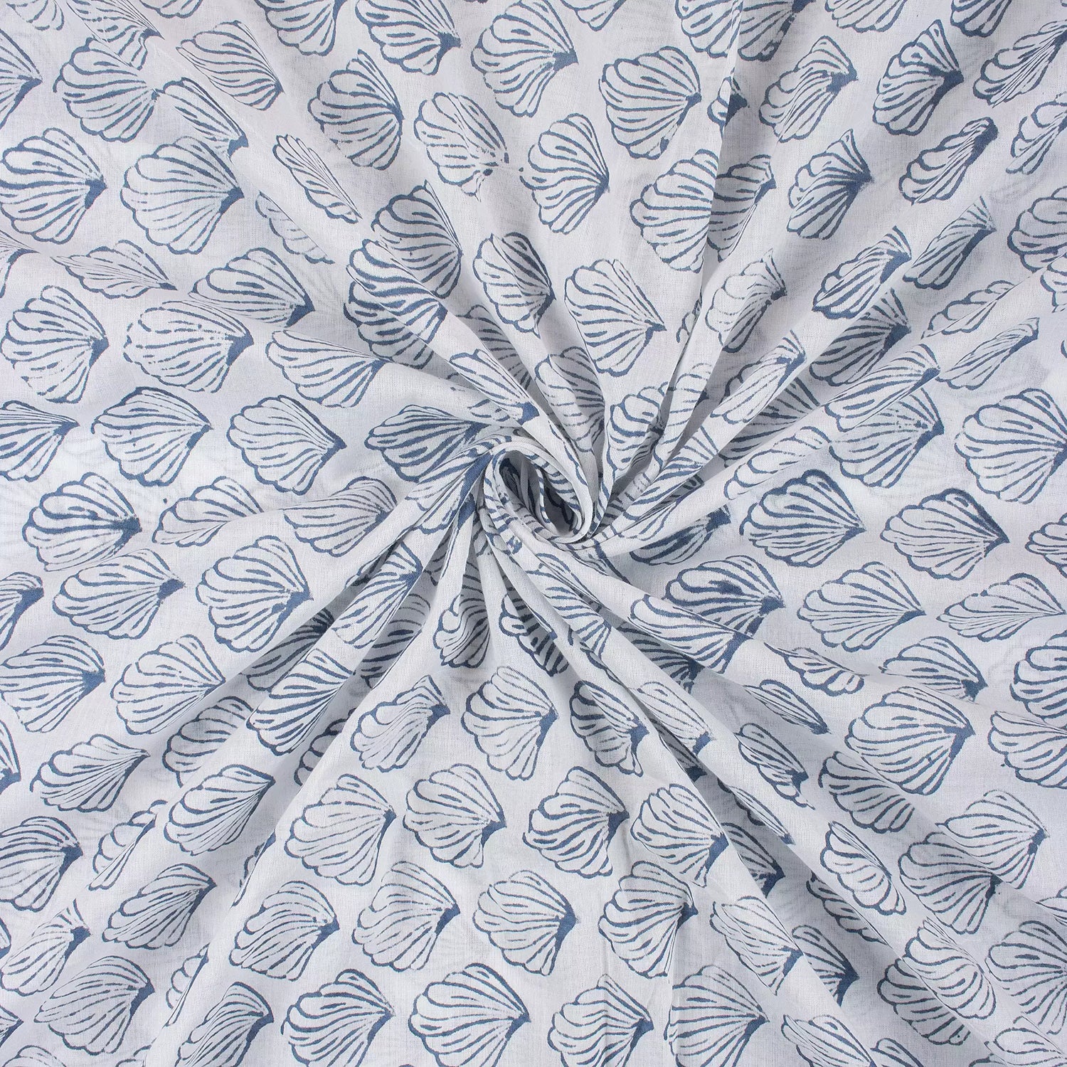 Blue Sea Cell Hand Block Printed Fabric Online