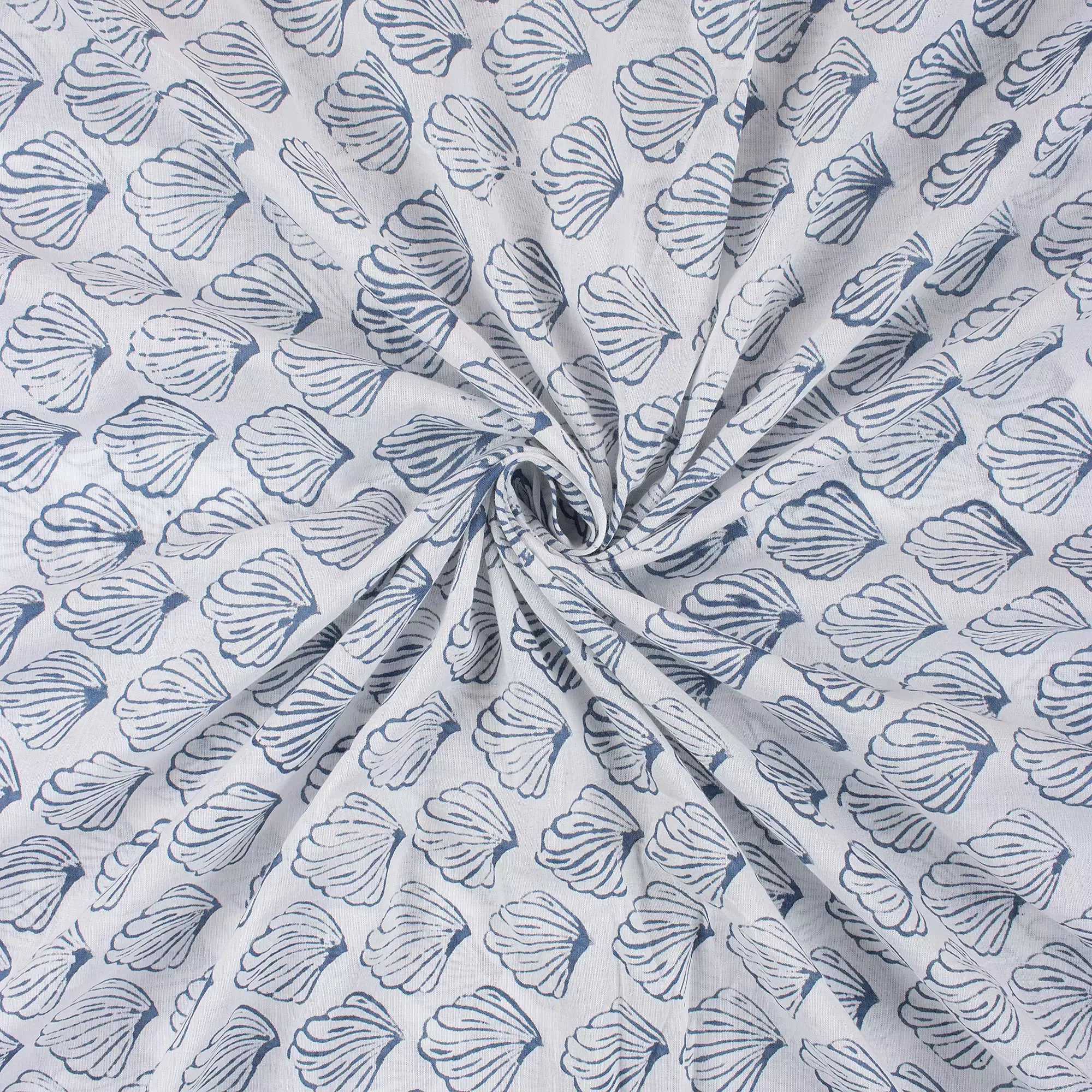 Blue Sea Cell Hand Block Printed Fabric Online