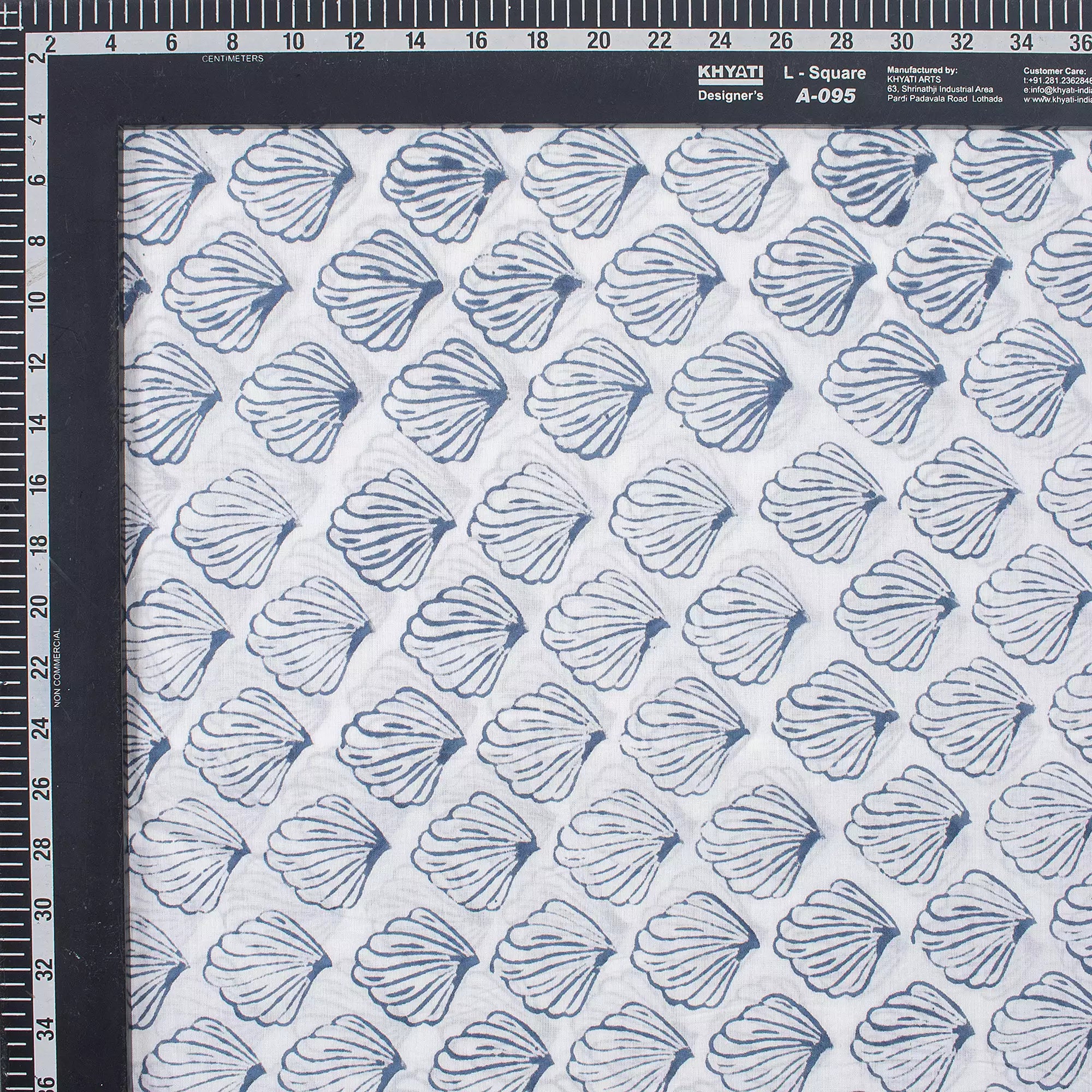 Blue Sea Cell Hand Block Printed Fabric Online