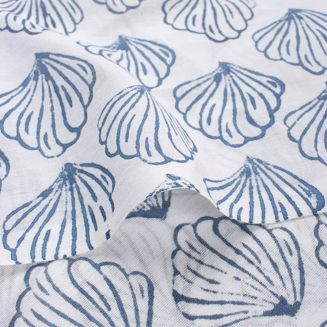 Blue Sea Cell Hand Block Printed Fabric Online