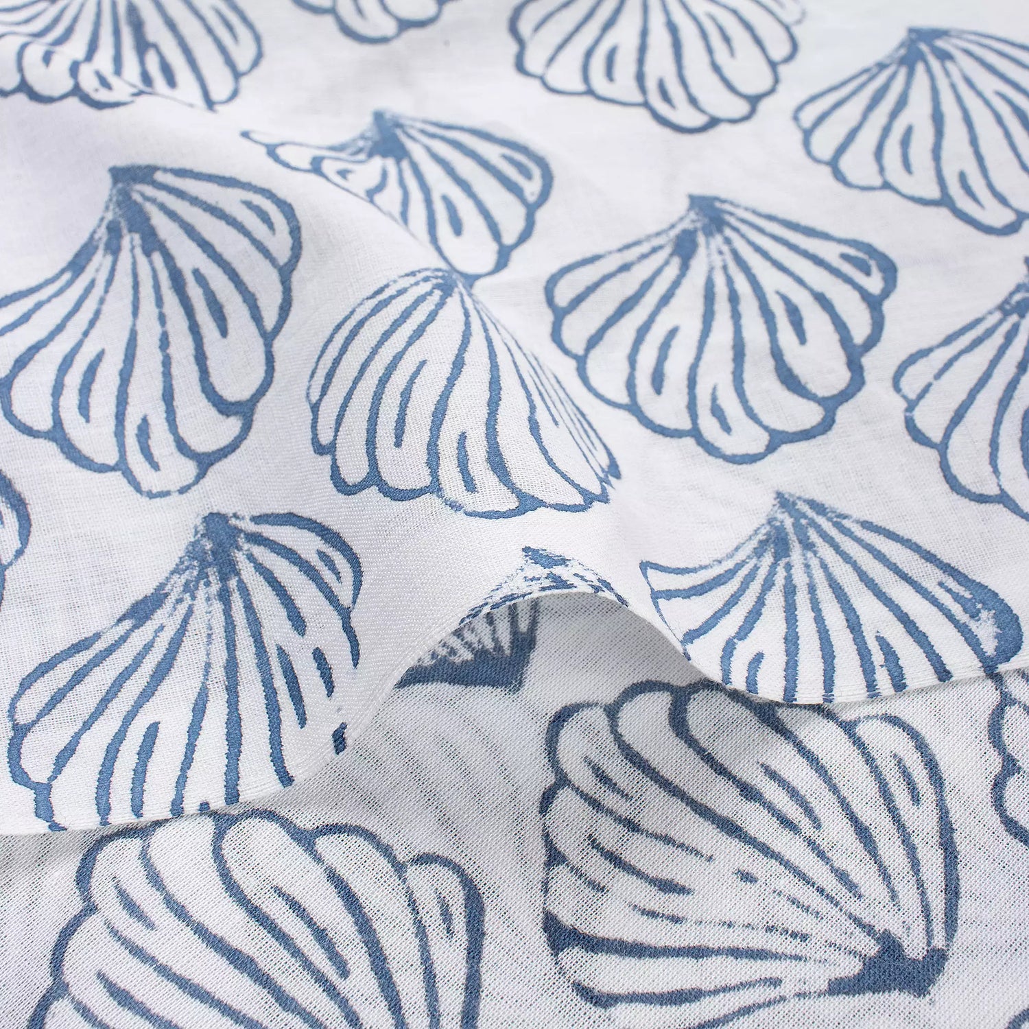 Blue Sea Cell Hand Block Printed Fabric Online