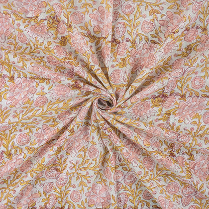 Hand Block Printed Floral Cotton Fabric