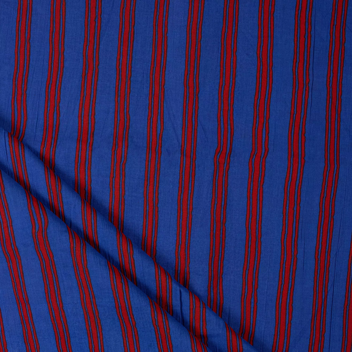 Decorative Red Stripe Hand Block Printed Fabric
