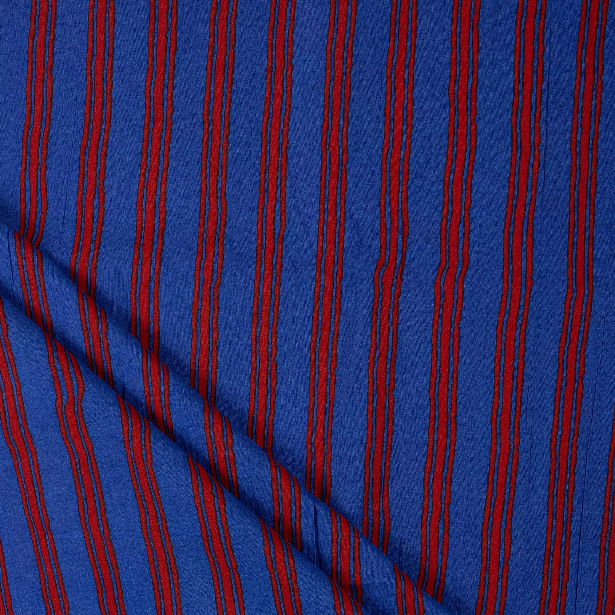 Decorative Red Stripe Hand Block Printed Fabric
