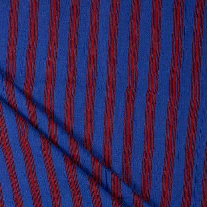 Decorative Red Stripe Hand Block Printed Fabric