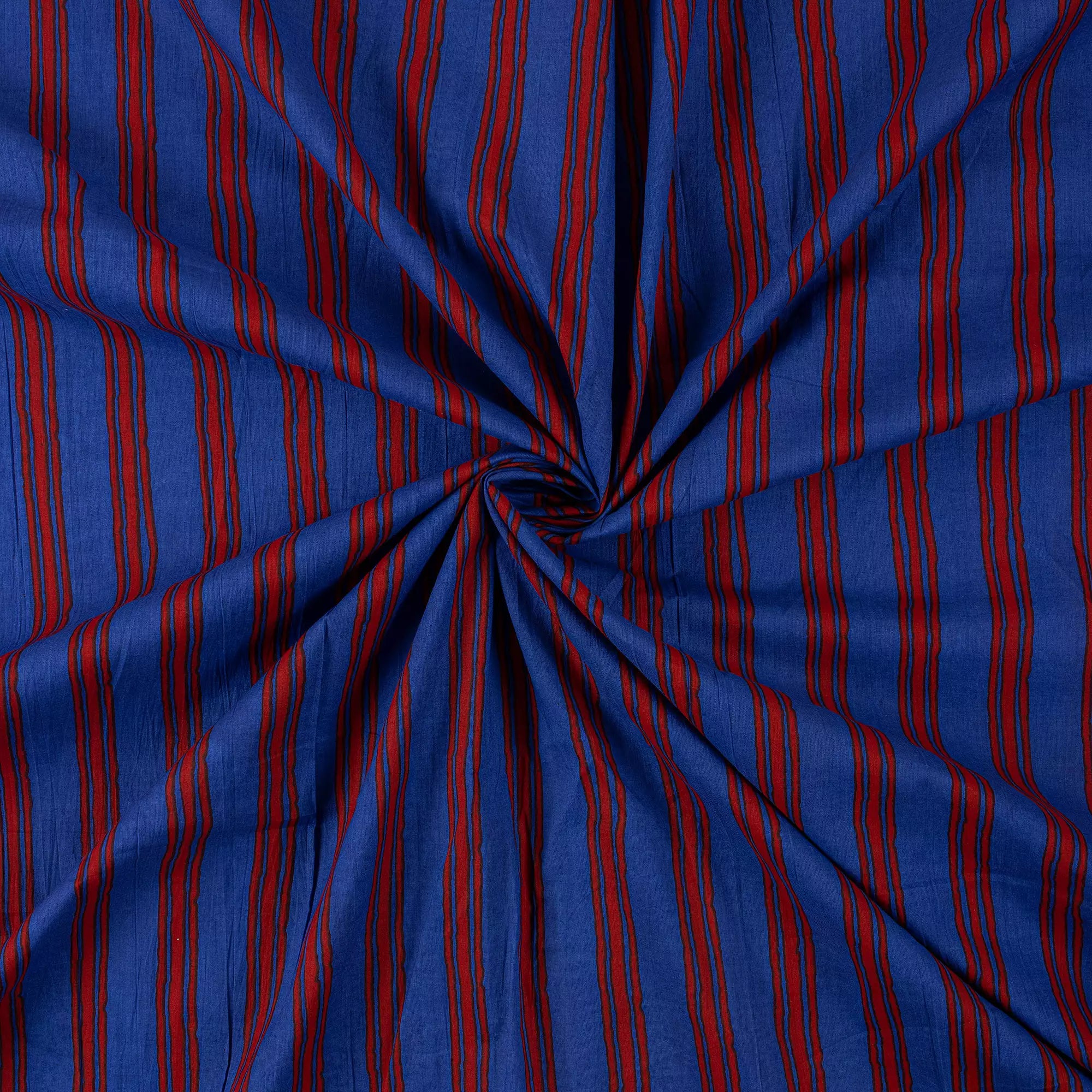 Decorative Red Stripe Hand Block Printed Fabric