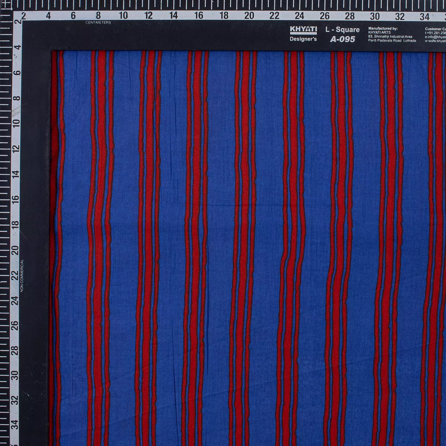 Decorative Red Stripe Hand Block Printed Fabric