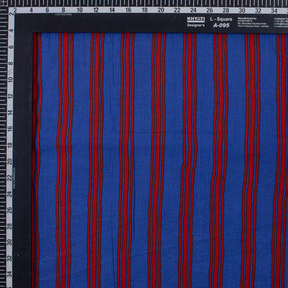 Decorative Red Stripe Hand Block Printed Fabric